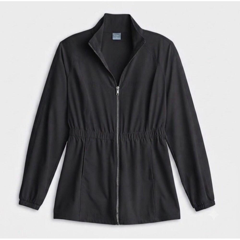 Tek Gear Women's size 2XL full zippered Black Woven Jacket Cinched waist - Picture 1 of 9